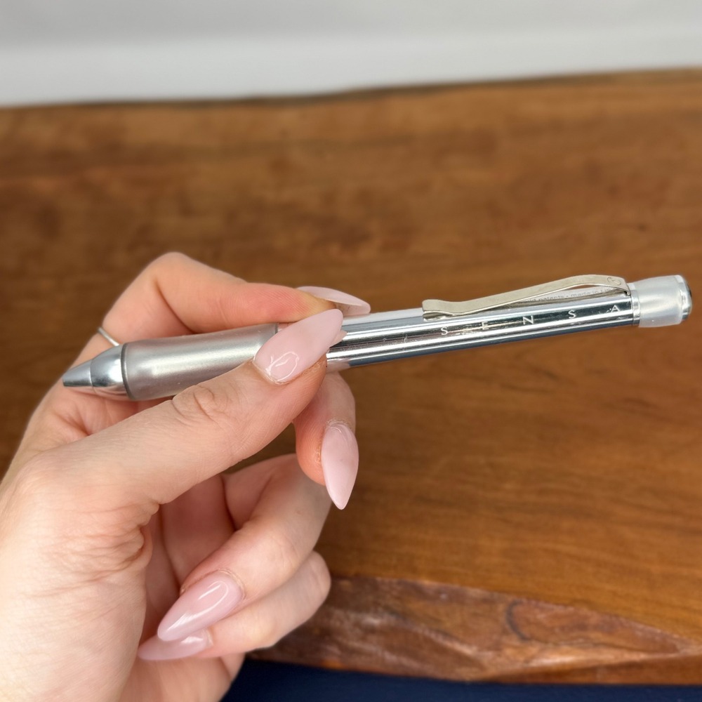 Sensa Zephyr Crystal Silver Ballpoint Pen with Plasmium Gel Grip Chrome + Ink - Picture 3 of 9